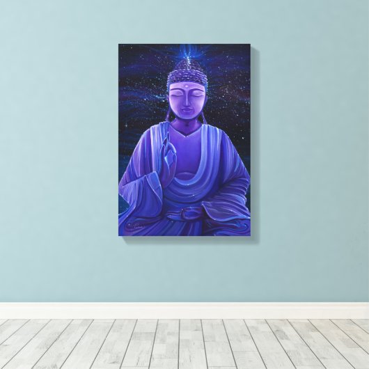 Paarse Boeddha Universe Galaxy Painting Wall Art Canvas Afdruk (Insitu (Houten vloer))