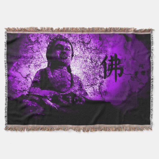 Paarse Boeddha Wisdom Throw Blanket Deken (Voorkant)