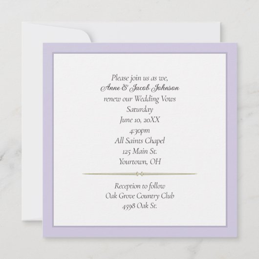 Paarse boeg op het huwelijk met een vrouw kaart (Achterkant)