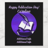 Paarse boek en quill wijn etiket (Enkel label)