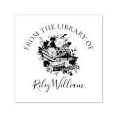 Paarse Boek en Rozen Bookplate Zelfinktende Stempel (Design)