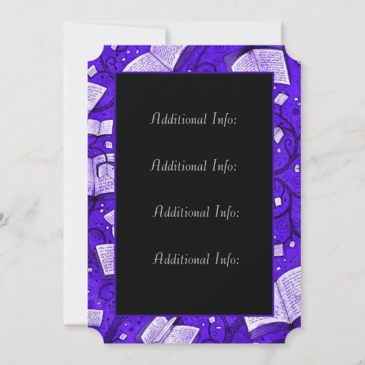 Paarse boek lanceringsfeest kaart (Achterkant)