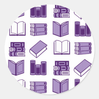 Paarse boek lezen en schrijven ronde sticker