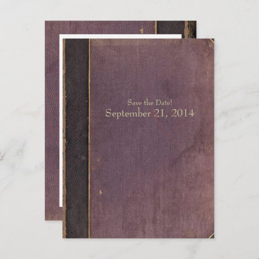  Paarse boek Save the Date Aankondigingskaart (Voorkant / Achterkant)