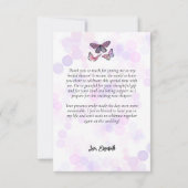 Paarse Boek Stapel Wilde Bloemen Vlinders Script Bedankkaart (Achterkant)