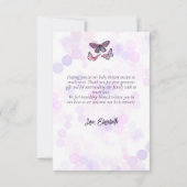 Paarse Boek Stapel Wilde Bloemen Vlinders Script Bedankkaart (Achterkant)