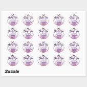 Paarse Boek Stapel Wilde Bloemen Vlinders Script Ronde Sticker (Vel)