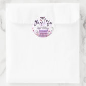Paarse Boek Stapel Wilde Bloemen Vlinders Script Ronde Sticker (Tas)