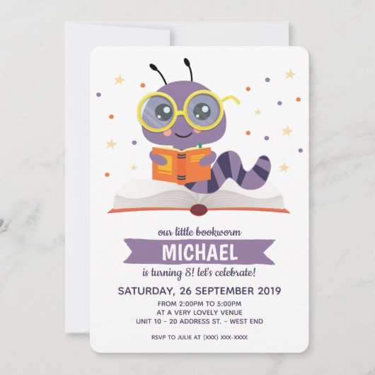 Paarse boekendag kaart (Voorkant)