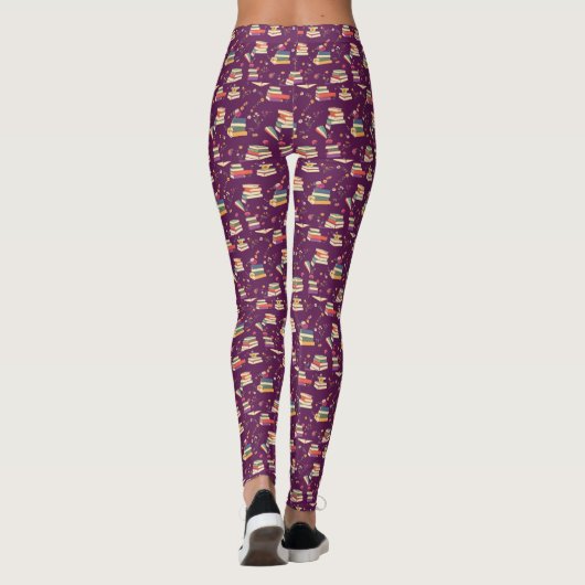 Paarse boekenliefhebbers leggings (Achterkant)