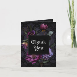 Paarse boeket op zwarte kant | Foto Dank je wel Bedankkaart