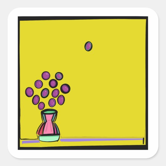 PAARSE BOEKET VIERKANTE STICKER (Voorkant)