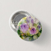 Paarse Boeket Waterverf Ronde Button 3,2 Cm (Voorkant /achterkant)