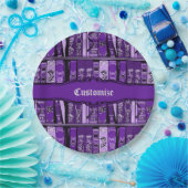 Paarse boekhouders  boeken papieren bordje (Feest)