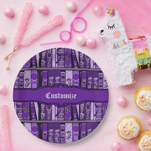 Paarse boekhouders boeken papieren bordje (Feest)