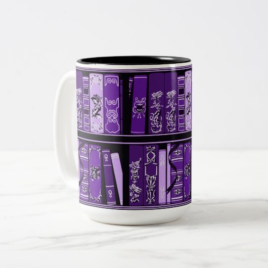 Paarse boekhouders  boeken tweekleurige koffiemok (Voorkant links)