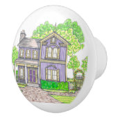 Paarse boerderij keramische knop (Rechts)