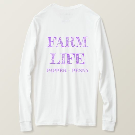 Paarse boerderij T-shirt met lange mouwen (Design achterkant)