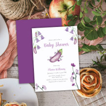 Paarse Boerenmarkt Bloemige Aubergine Baby Shower 