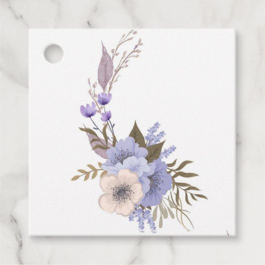 Paarse boetiek stijl bloem bedankjes labels (Voorkant)