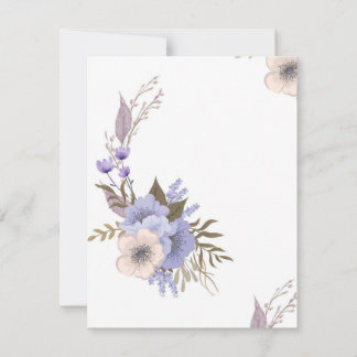 Paarse boetiek stijl bloem RSVP kaartje