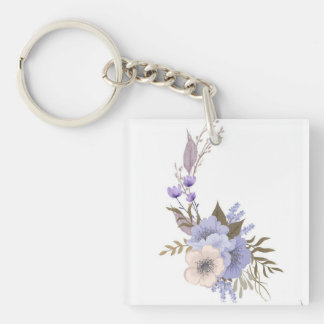 Paarse boetiek stijl bloem sleutelhanger