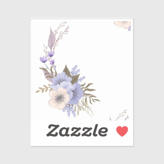 Paarse boetiek stijl bloem sticker (Vel)