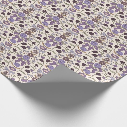 Paarse bogen en bloesems cadeaupapier (Hoek)