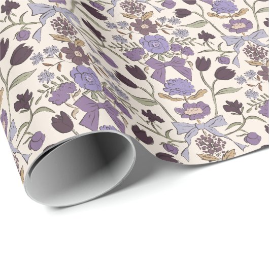 Paarse bogen en bloesems cadeaupapier (Rol Hoek)