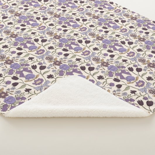 Paarse Bogen en Bloesems Rustiek Sherpa Deken (3/4)