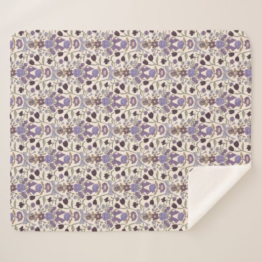 Paarse Bogen en Bloesems Rustiek Sherpa Deken (Voorkant (horizontaal))