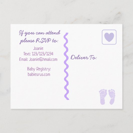 Paarse bogen en polka dots Baby shower uitnodiging (Achterkant)