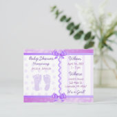 Paarse bogen en polka dots Baby shower uitnodiging (Staand voorkant)