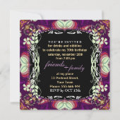 Paarse Bohemen Birthday Dinner Party Event Kaart (Achterkant)