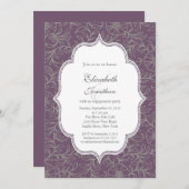 Paarse Bohemen Floral Engagement Party Kaart (Voorkant / Achterkant)