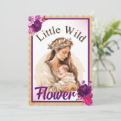 Paarse Boho baby douche uitnodigingen (Staand voorkant)