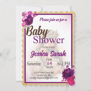 Paarse Boho baby douche uitnodigingen