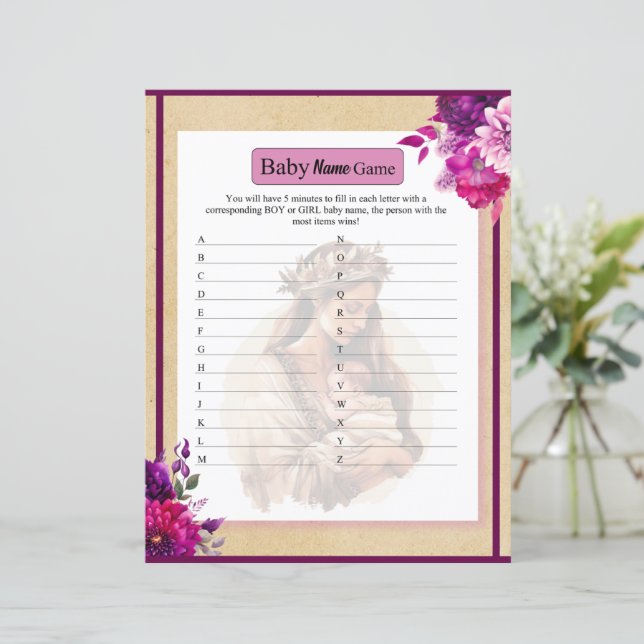 Paarse Boho Baby naam spel (Staand voorkant)