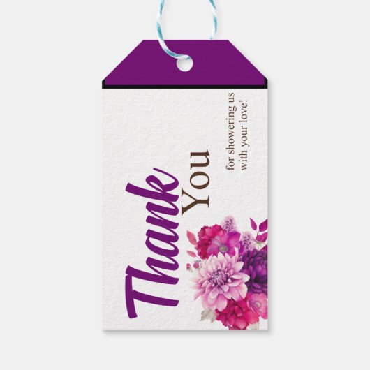 Paarse Boho Baby shower Cadeaulabel (Achterkant)