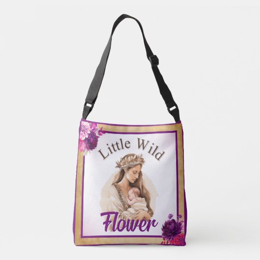 Paarse Boho Baby shower Crossbody Tas (Achterkant)
