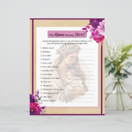 Paarse Boho Baby shower die weet mama spel