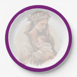Paarse Boho Baby shower Papieren Bordje