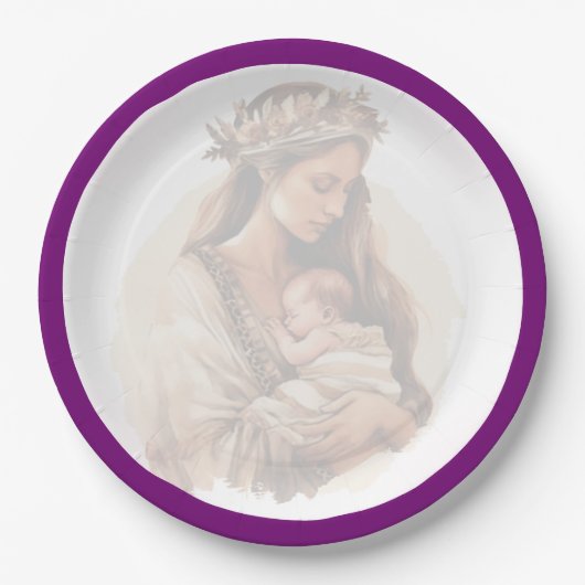 Paarse Boho Baby shower Papieren Bordje (Voorkant)