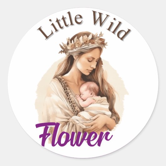 Paarse Boho Baby shower Ronde Sticker (Voorkant)