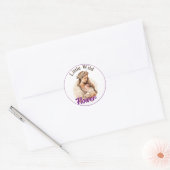 Paarse Boho Baby shower Ronde Sticker (Envelop)