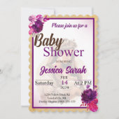 Paarse Boho Baby shower uitnodiging (Voorkant)