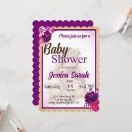 Paarse Boho Baby shower uitnodiging