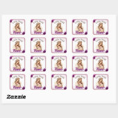 Paarse Boho Baby shower Vierkante Sticker (Vel)