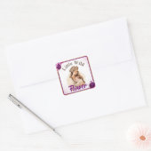 Paarse Boho Baby shower Vierkante Sticker (Envelop)
