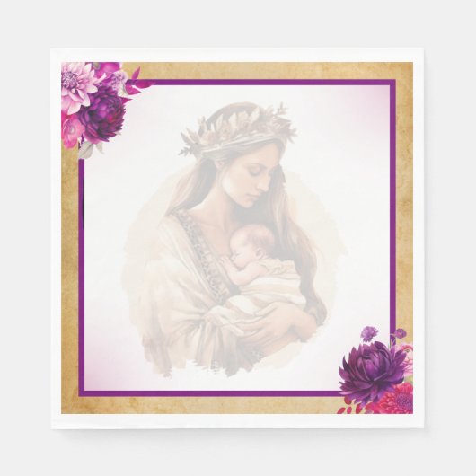Paarse Boho Baby showers servetten (Voorkant)